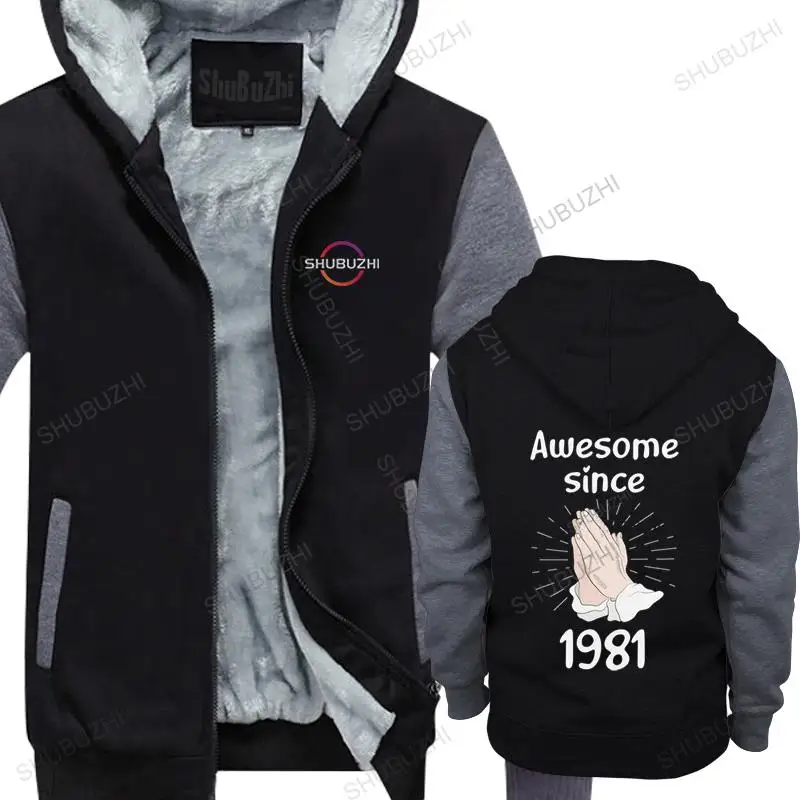 

Praying Year 1981 fleece jacket Men Printed Streetwear thick hoodie Cool 41th Birthday coat Hip Hop Cotton Jesus sweatshirt Gift