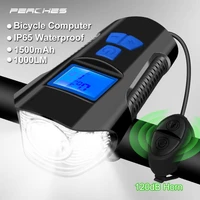 1000lumen bicycle light front usb rechargeable lamp t6 led lantern electric bike horn bicycle computer lcd speedometer stopwatch