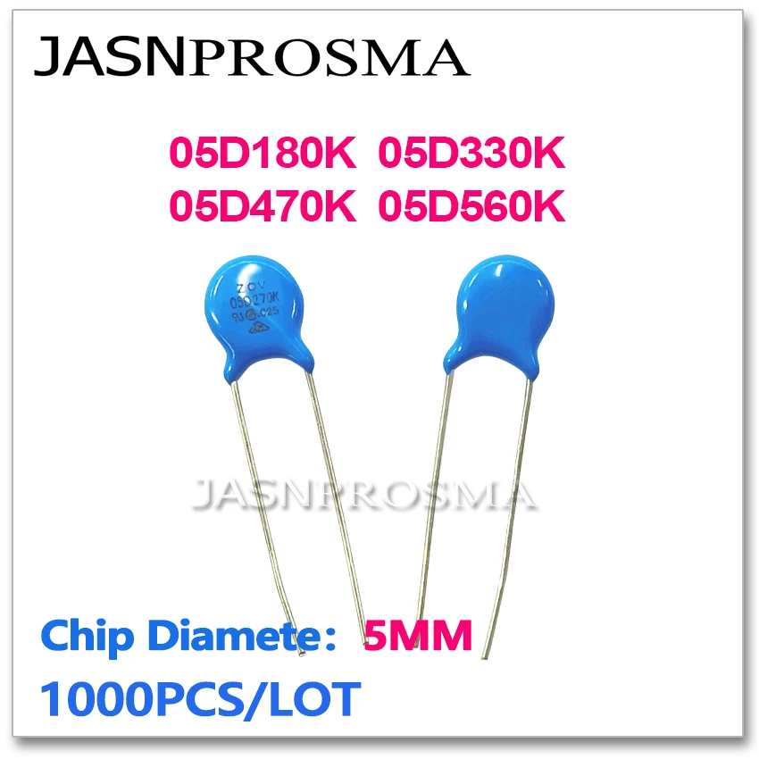 

JASNPROSMA 05D180K 05D330K 05D470K 05D560K 5MM 1000PCS 18V 33V 47V 56V Varistor resistor 5D180K 5D330K 5D470K 5D560K ZOV