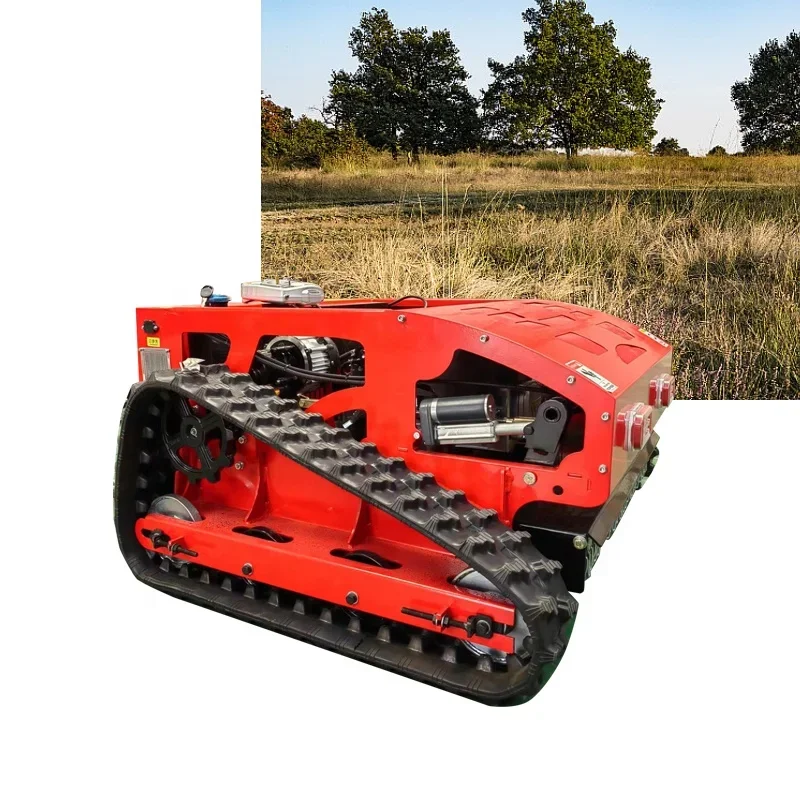 Бензиновая газонокосилка с дистанционным управлением гусеничная вездеходная