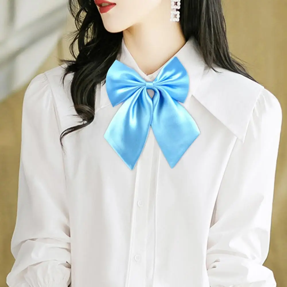 

Delicate Women Tie Buckle Design Clerk Waitress Blouse Necktie Washable Tear-resistant Bowknot Collar for Party