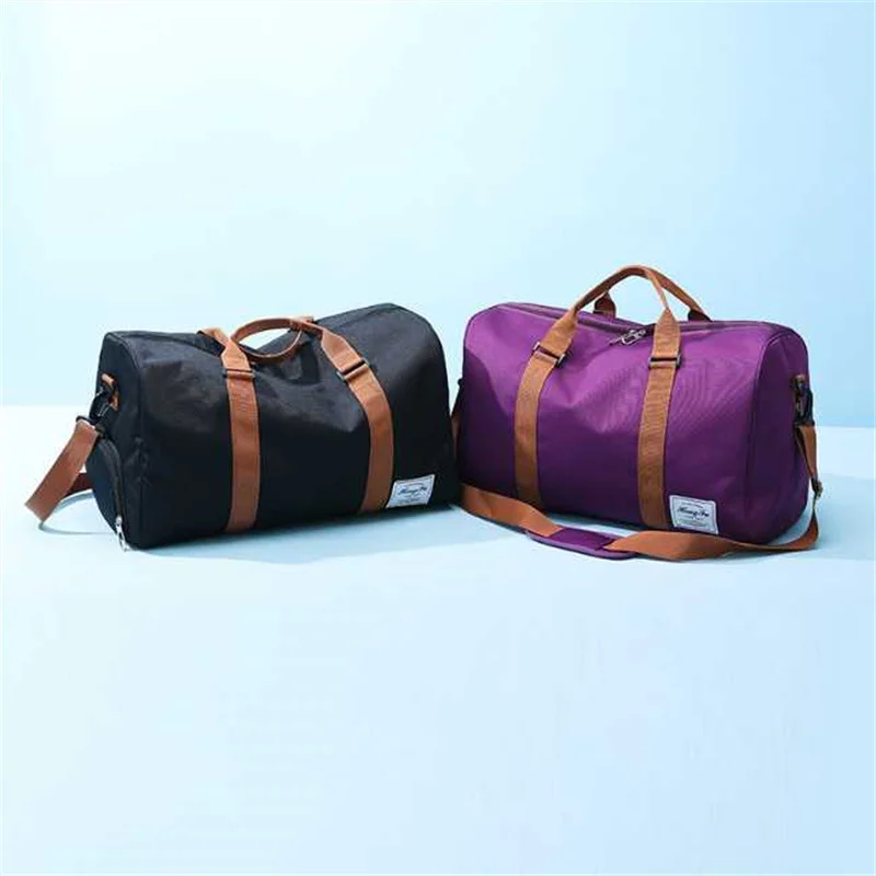 Outdoor Waterproof Nylon Sports Gym Bags Men Women Training Fitness Travel Handbag Yoga Mat Sport Bag With Shoes Compartment