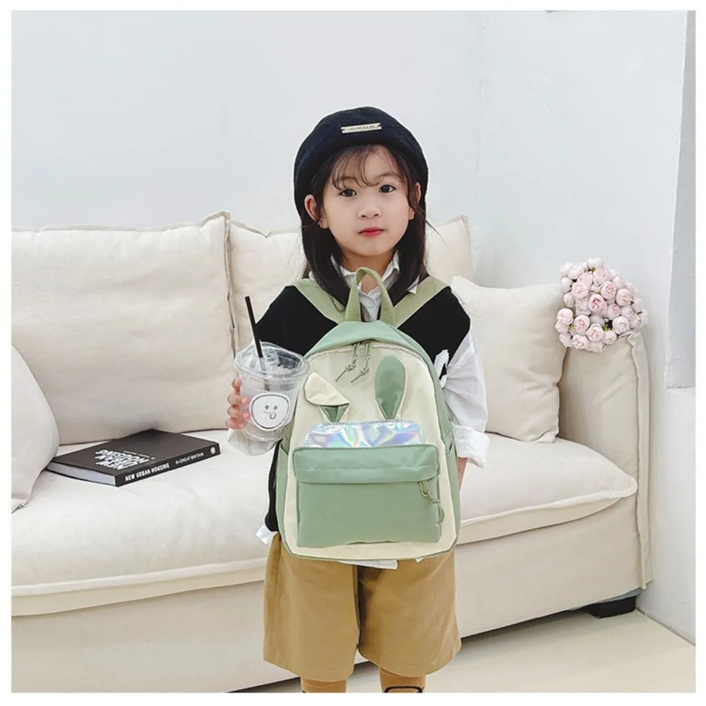 Милый детский рюкзак с заячьими ушками легкий маленький свежий школьный