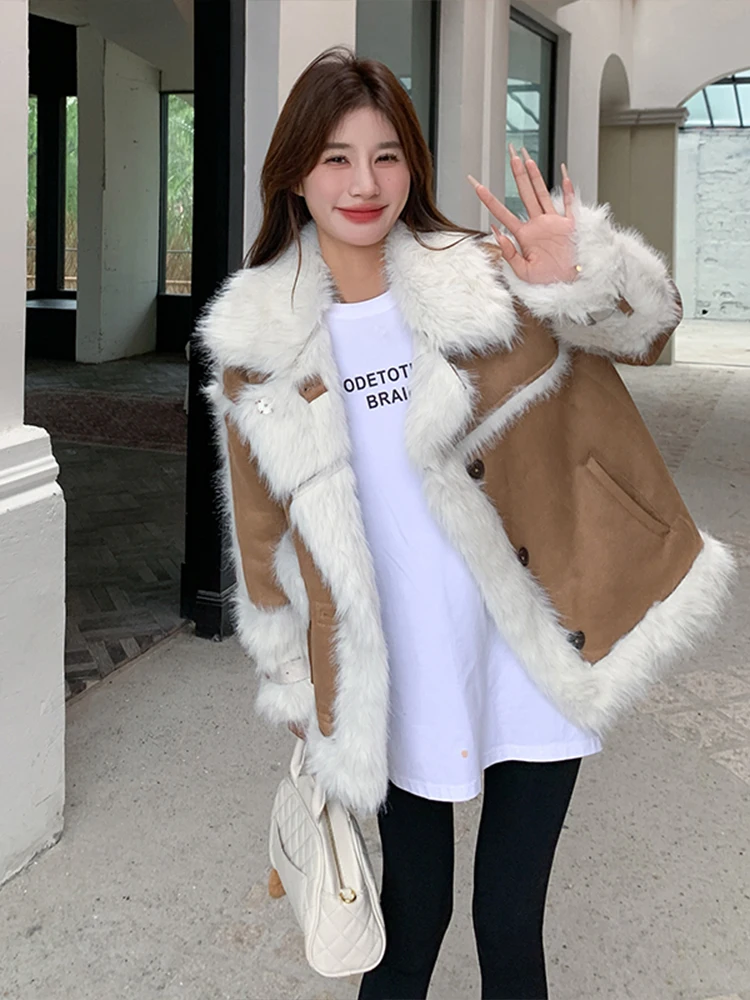 Корейская модная меховая верхняя одежда для женщин 2024 осень и зима новая