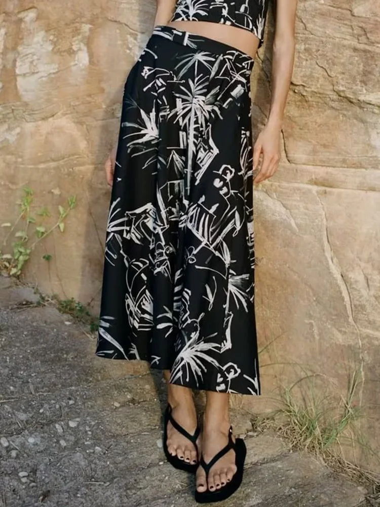 

Женская плиссированная юбка с карманами Kumsvag, повседневная элегантная юбка до середины икры, на молнии, с принтом, лето 2023