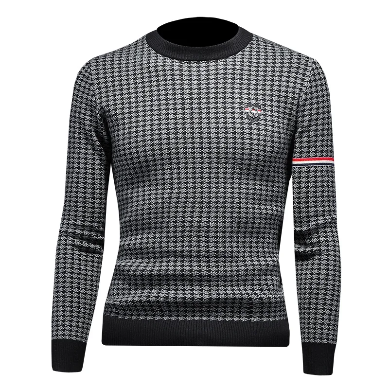 

Осенний модный Мужской Жаккардовый свитер с геометрическим рисунком, зимний высококачественный роскошный вязаный Повседневный облегающий теплый пуловер, свитера
