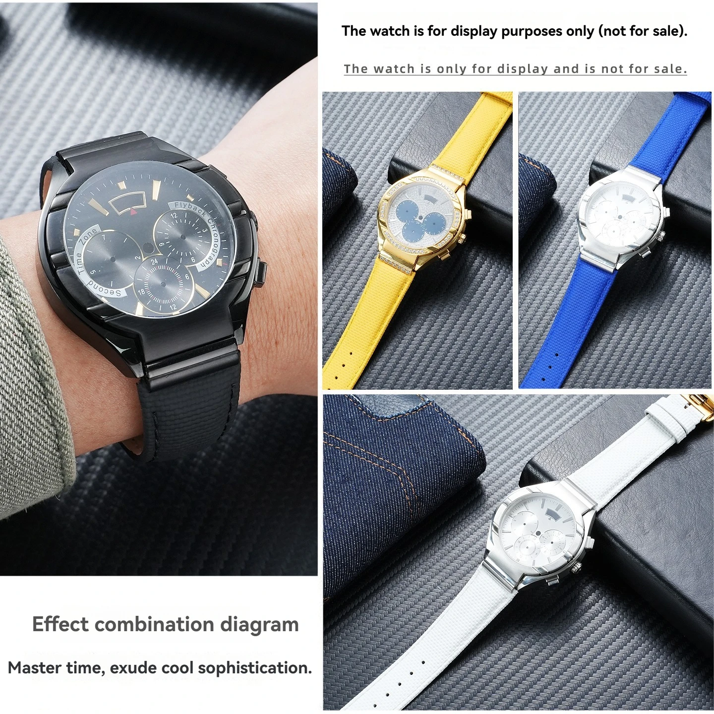 Фото Подходит для ремешка часов Piaget POLO G0A31159, мужской ремешок из фторкаучука, водонепроницаемый, сменные аксессуары для часов, 21 мм. №5