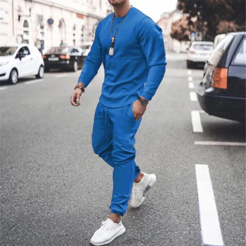 2023 Spring and autumn new men's sportswear fashion crewneck long-sleeved T-shirt + 2 sets of casual sweatpants