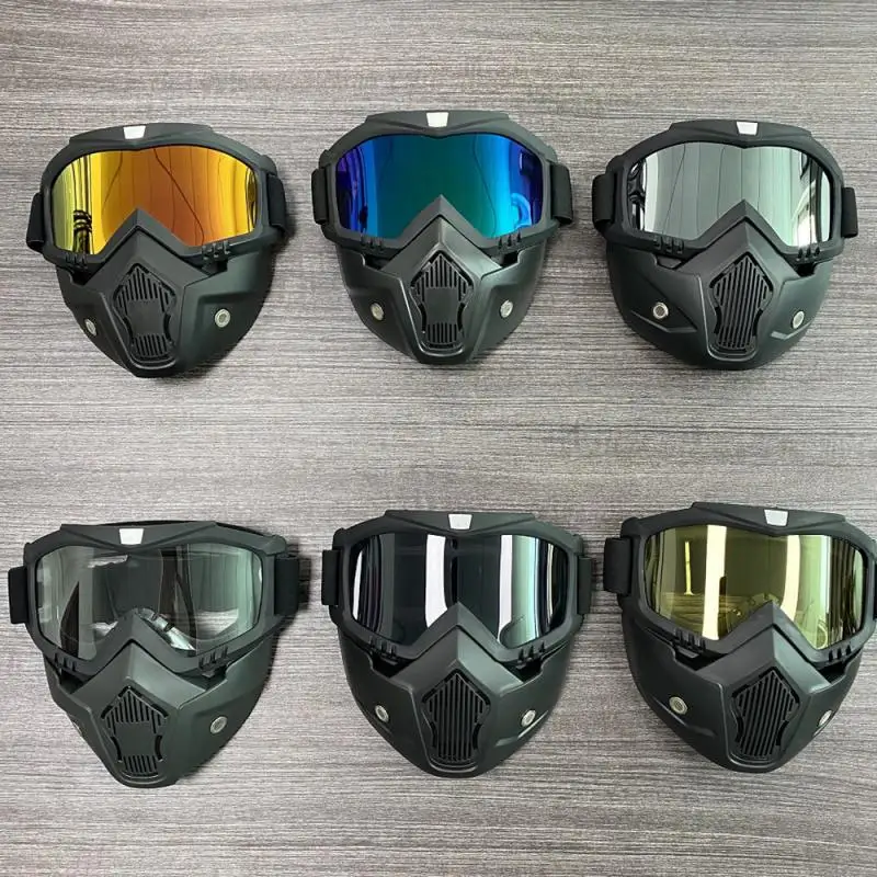 

Ski Snowboard Mask Snowmobile Skiing Goggles Windproof Motocross Protective Glasses Safety Goggles with Mouth Filter Men Women