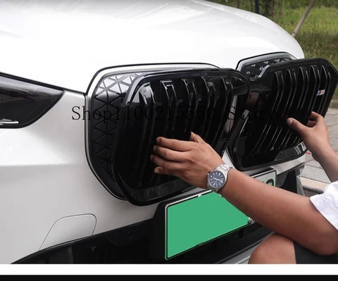 Решетка переднего бампера автомобиля для BMW iX1 U12 2023-2024, маска, сетка, решетка радиатора, комплект кузова без съемной наклеивания, автомобильные аксессуары