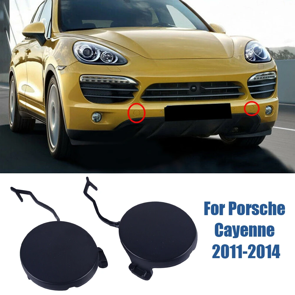 2pcs Front Bumper Tow Hook Eye Cap Cover Fit For Porsche Cayenne 2011-2014 Black Left: 95850515500/ Right: 95850515600