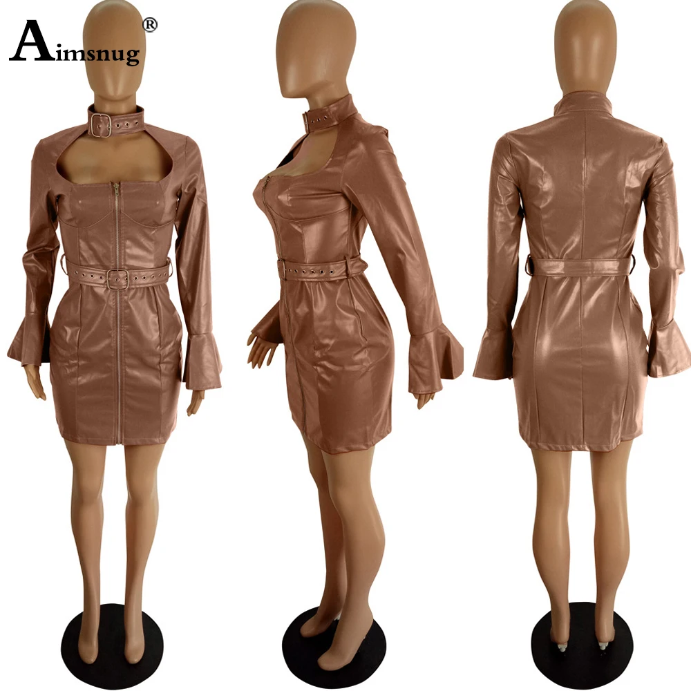 Aimsnug Женское платье из искусственной кожи