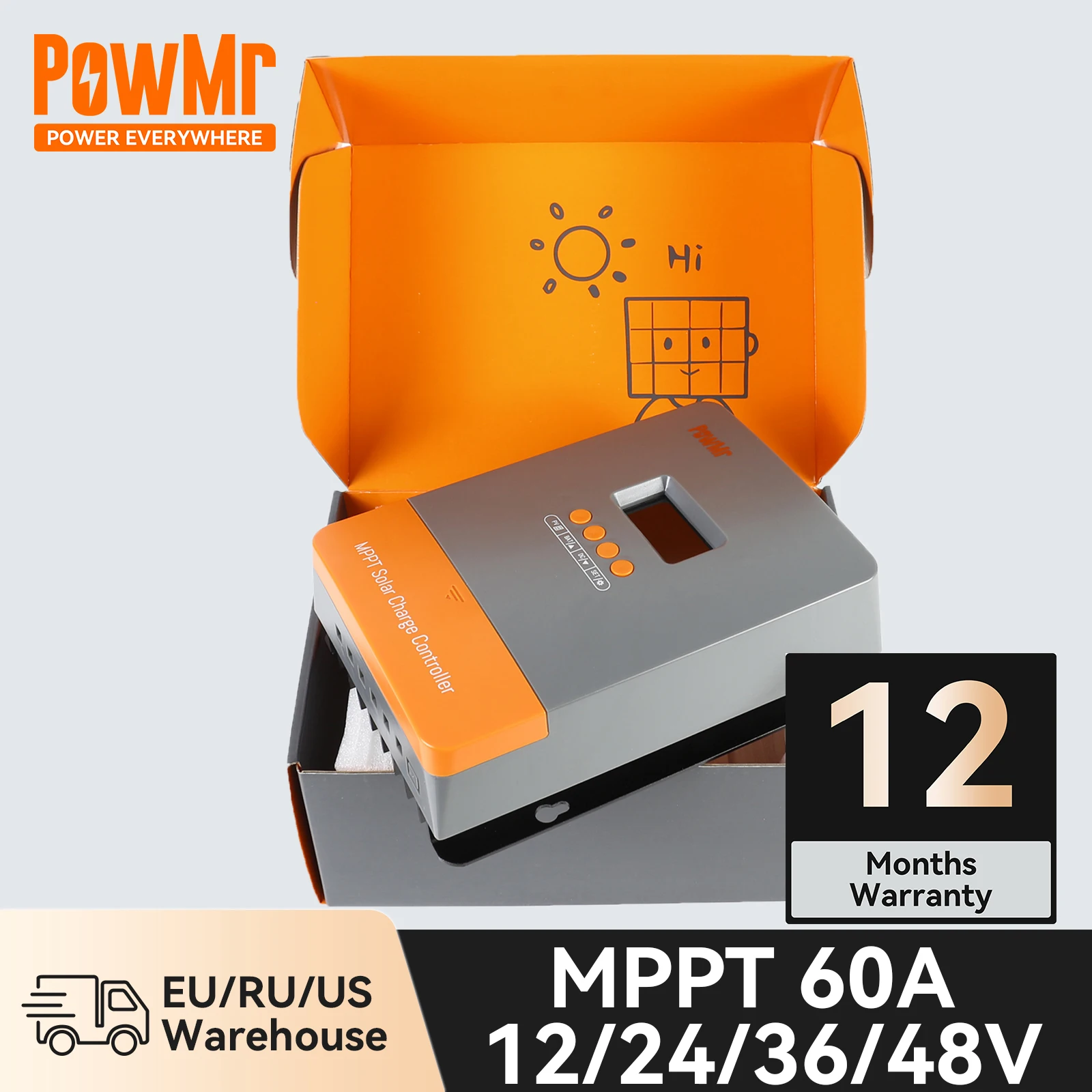 

MPPT 60A Solar Charger Controller 12V 24V 36V 48V With Blacklight LCD SolarRegulator Max PV Input 160VDC Support Lithium Battery