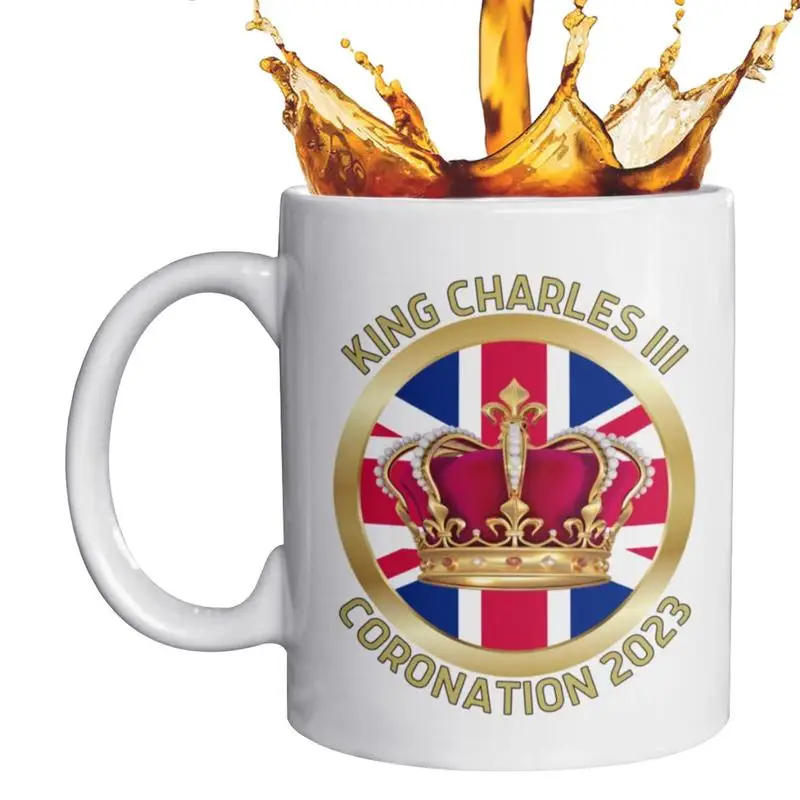 

Новинка керамические кофейные кружки с узором King Charles III 350 мл чайная чашка празднование короля Великобритании 2023 кружка с коронацией Чарльз...