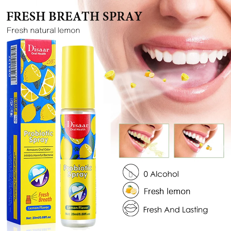 

Lemon Mouth Spray Mouthwash Breath Freshener Remove Bad Breath Deodorant Spray Fresh Breath Lemon Extract Oral Care 20ml