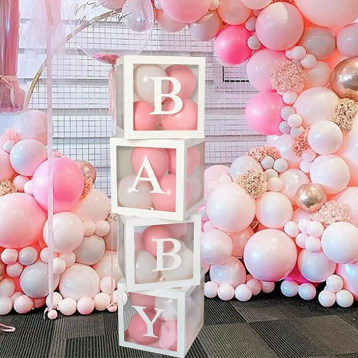 Baby Shower Box Custom Alphabet Name Transparent Letter Balloon Box 1st 2nd Birthday Wedding Party Decoration Baby Shower Kids