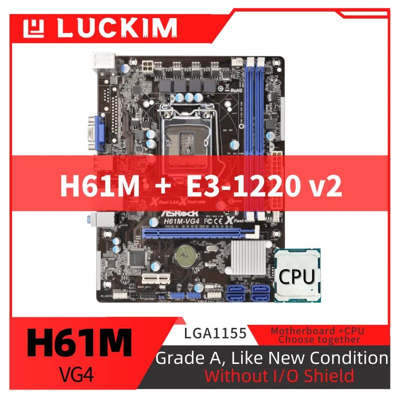

Refurbished H61M-VG4 Motherboard LGA1155 E3-1220 v2 Set Kit with Processor pc motherboard