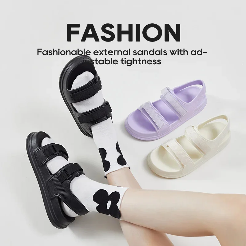 

Fashion Patch Women's Sandals Summer Comfortable Platform Shoes Beach Outside Purple Slides Thick Sole Non-slip Slippers