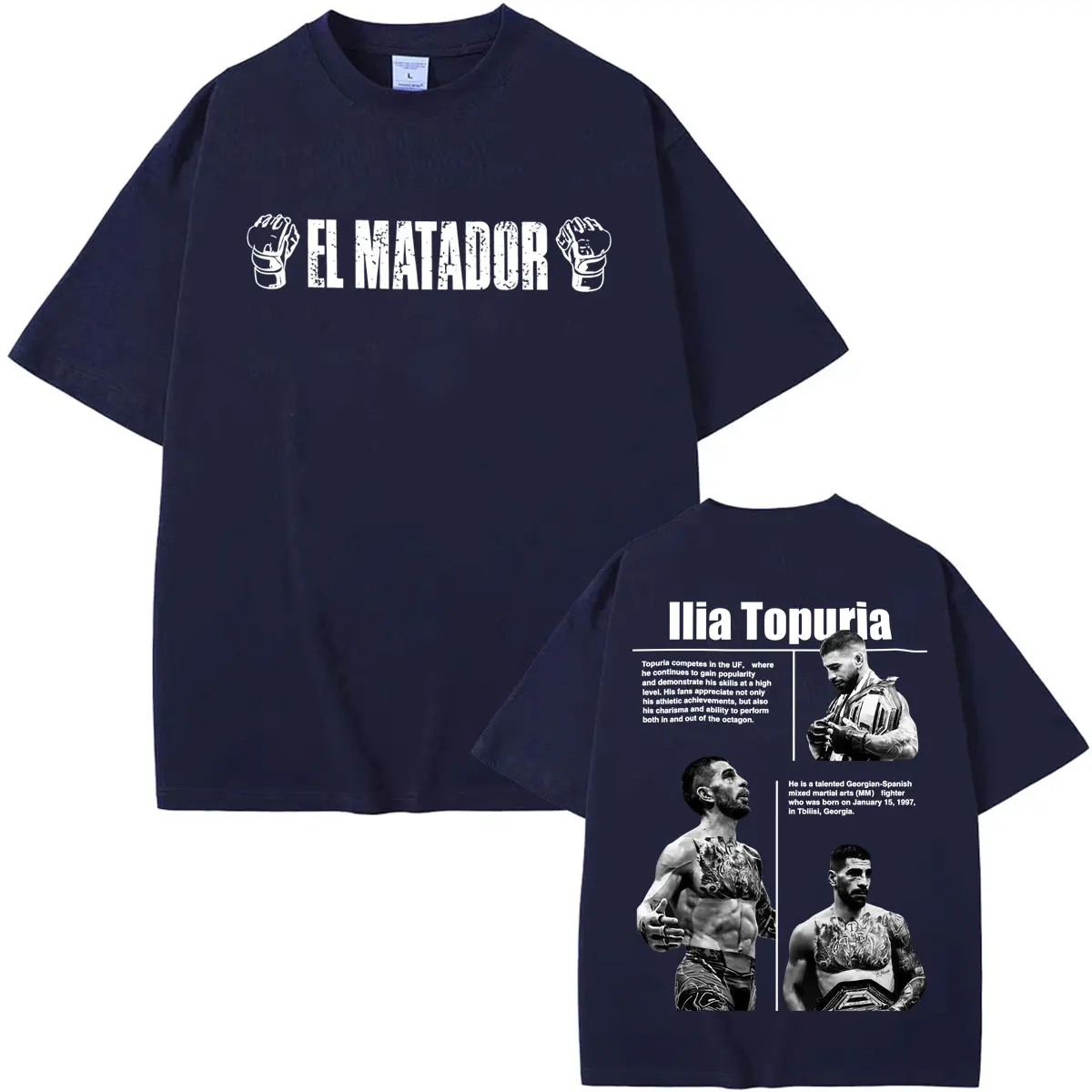 Фото Футболки Ilia Topuria El Matador La Leyenda Merch для мужчин и женщин, готические футболки в стиле Харадзюку, повседневные хлопковые футболки оверсайз №2