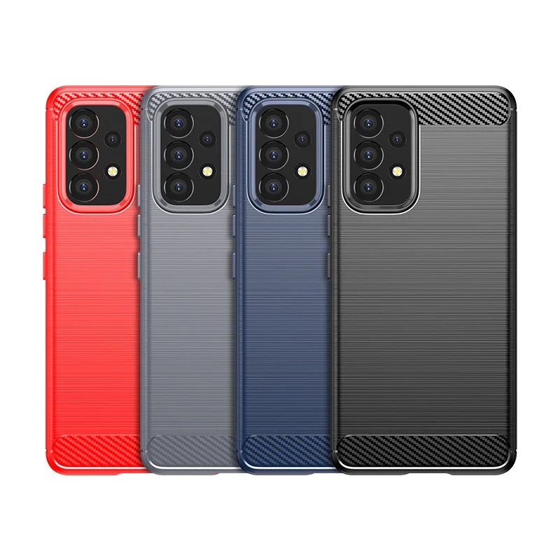 

For Samsung Galaxy A51 A52 A53 Safety Soft TPU Case Protective Brushed Carbon Fiber Shockproof High Quality Soft Case