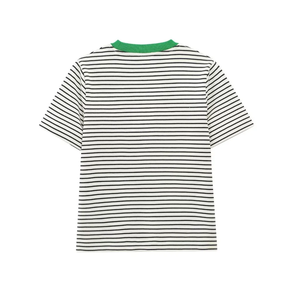 TRAF ZR Женская контрастная хлопковая полосатая футболка High Sreet для женщин Kpop