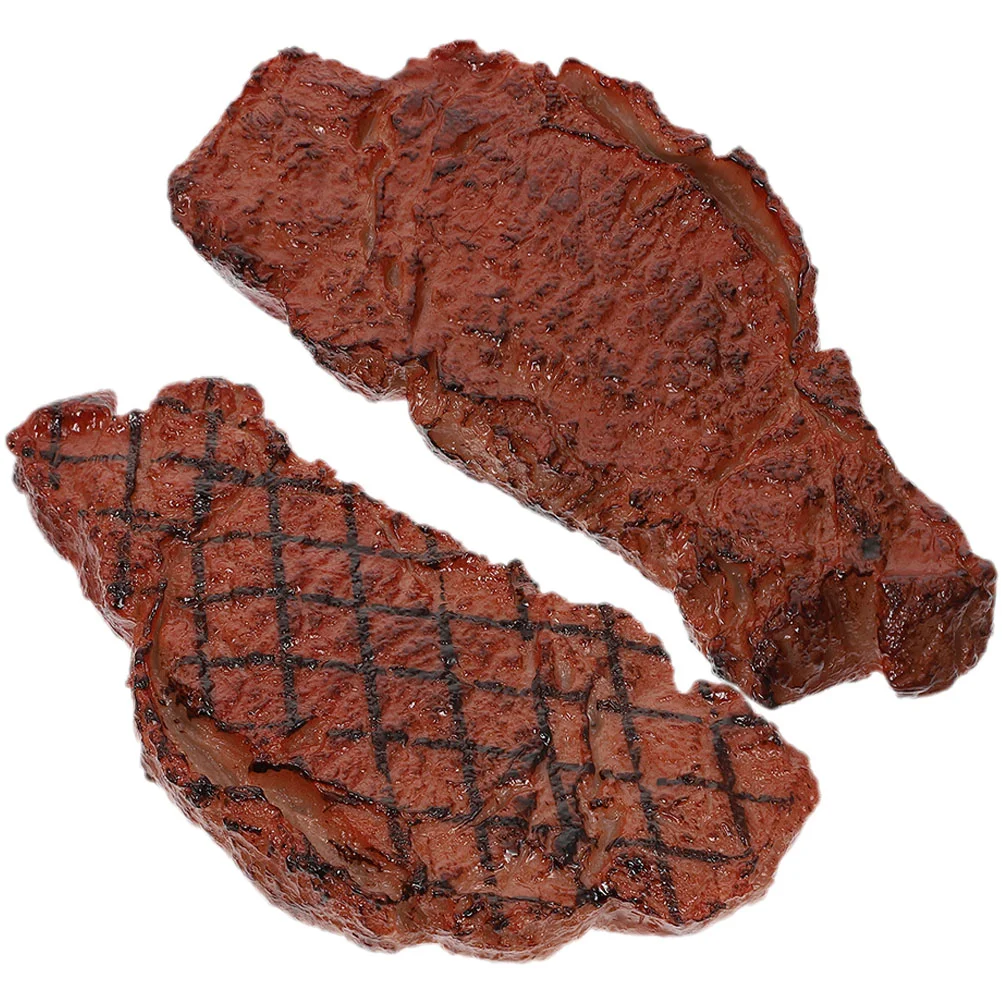 

2Pcs Toddler Kids Kitchen Toy Kitchen Accessories Fake Steak Model for Indoor Kids Kitchen