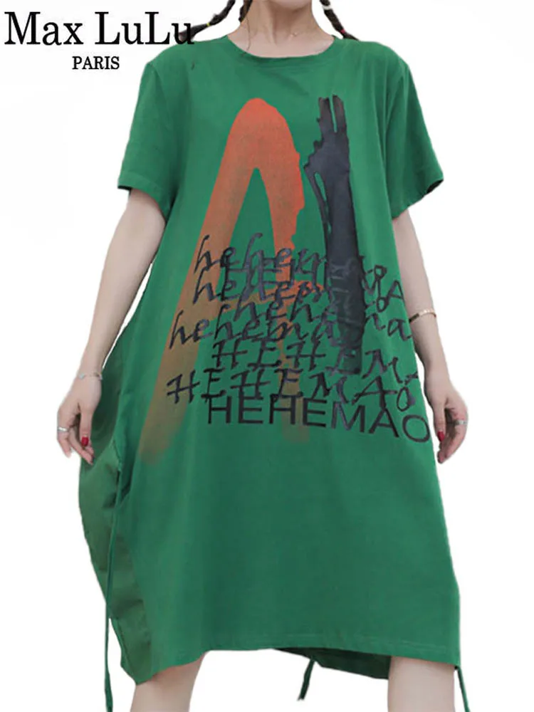 

Женское Хлопковое платье макси LuLu, повседневное зеленое платье с круглым вырезом и принтом, в британском стиле, 2021