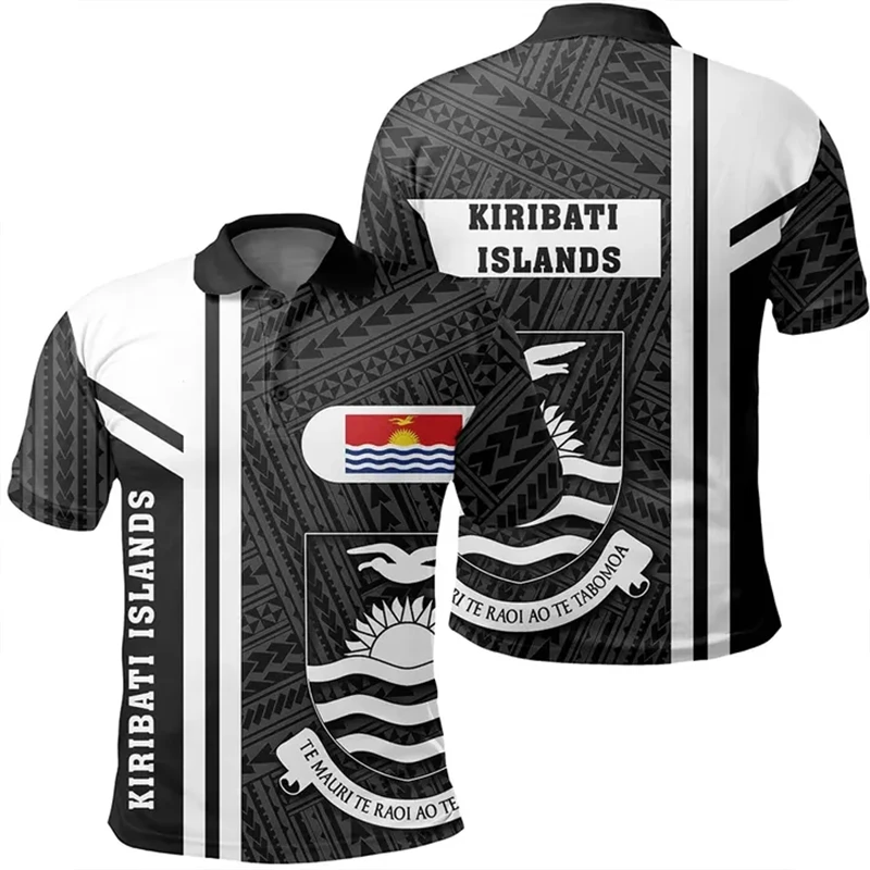 Kiribati Flag Map 3D Printed Polo Shirts For Men Clothes Fashion National Emblem POLO Shirt Casual Man Short Sleeve Hawaii Tops