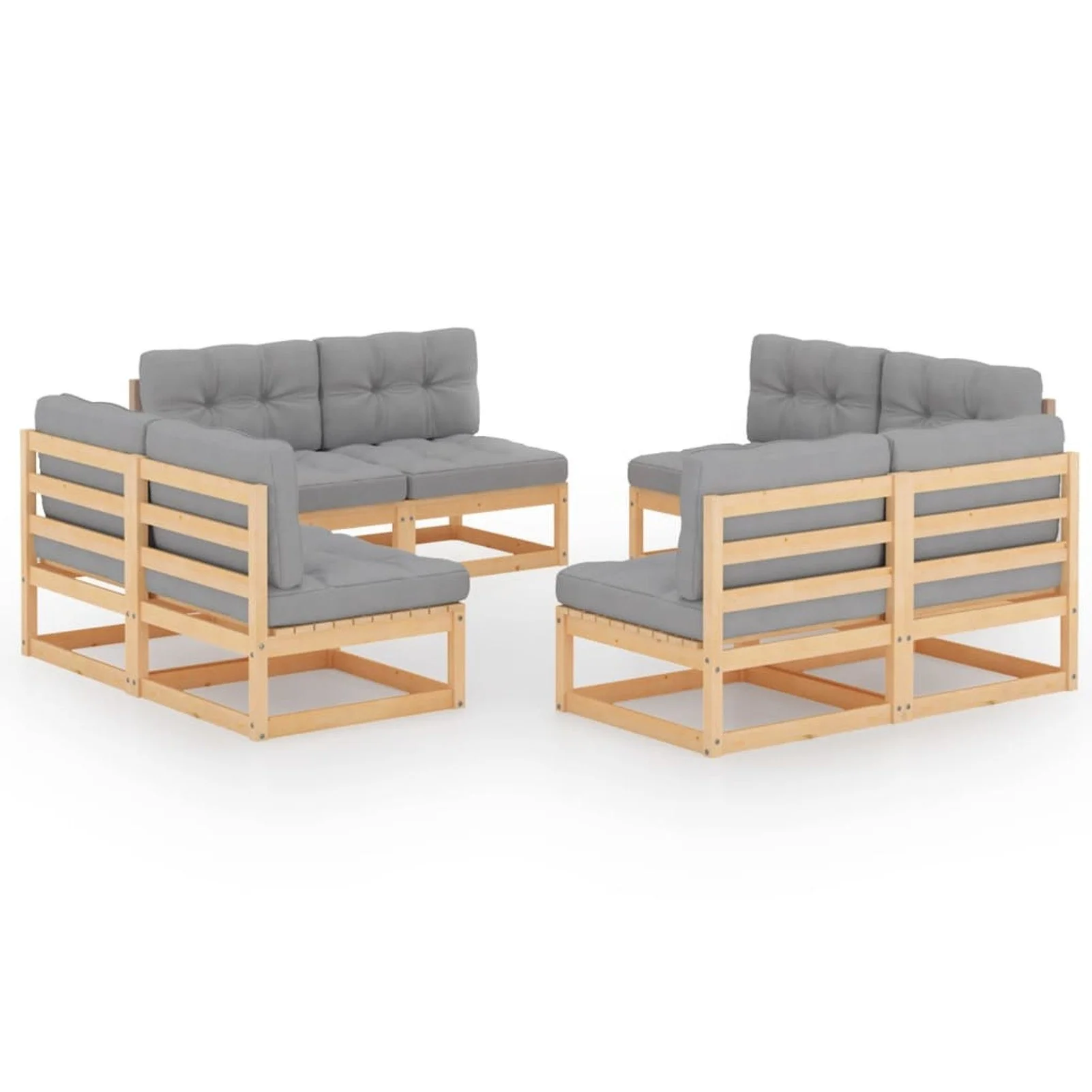 

8 Piece Garden Lounge Set with Cushions Solid Pinewood