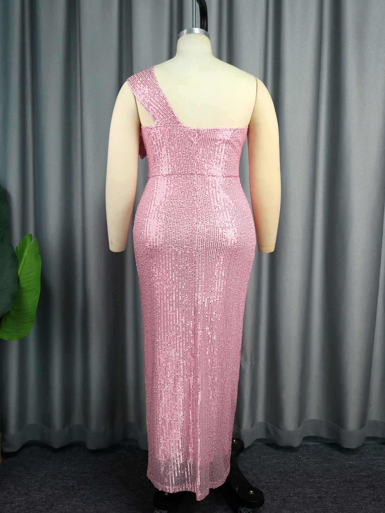 Women's Pink Party Long Dresses Sequins Cold Shoulder Bowtie Robe for Evening Birthday Wedding Guest Quinceanera Gowns Plus Size