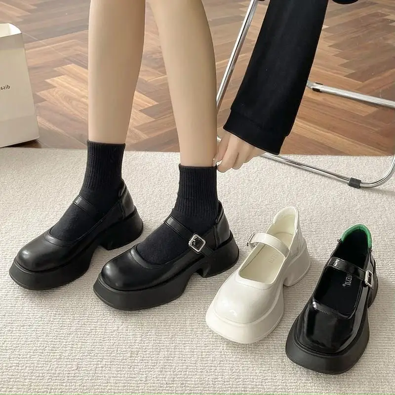 

Женские лоферы, Осенняя обувь, повседневные женские кроссовки на платформе, оксфорды в британском стиле на плоской подошве с квадратным нос...