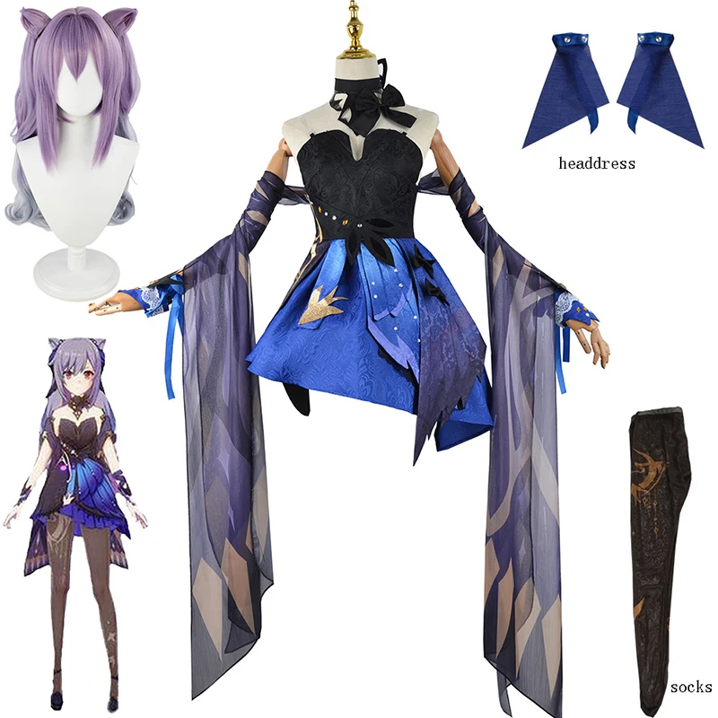 

Game Genshin Impact Keqing New Skin Neon Dress Cosplay Costume Women's Anime Women's Clothes