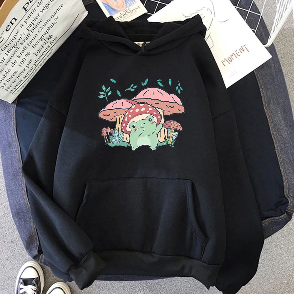 

Gothic Loose Plus Size Hoodie Cute Frog Print Casual Sports Pullover Harajuku Style Spring Autumn Cute Fashion Street Top