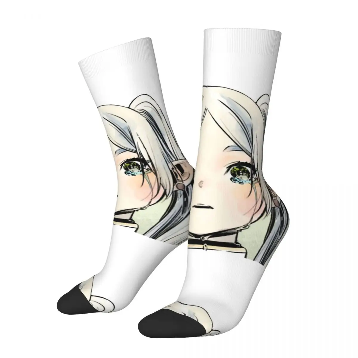 

Hip Hop Vintage Frieren At The Funeral Crying In Color Men's Socks Unisex frieren at the funeral Harajuku Pattern Crew Sock