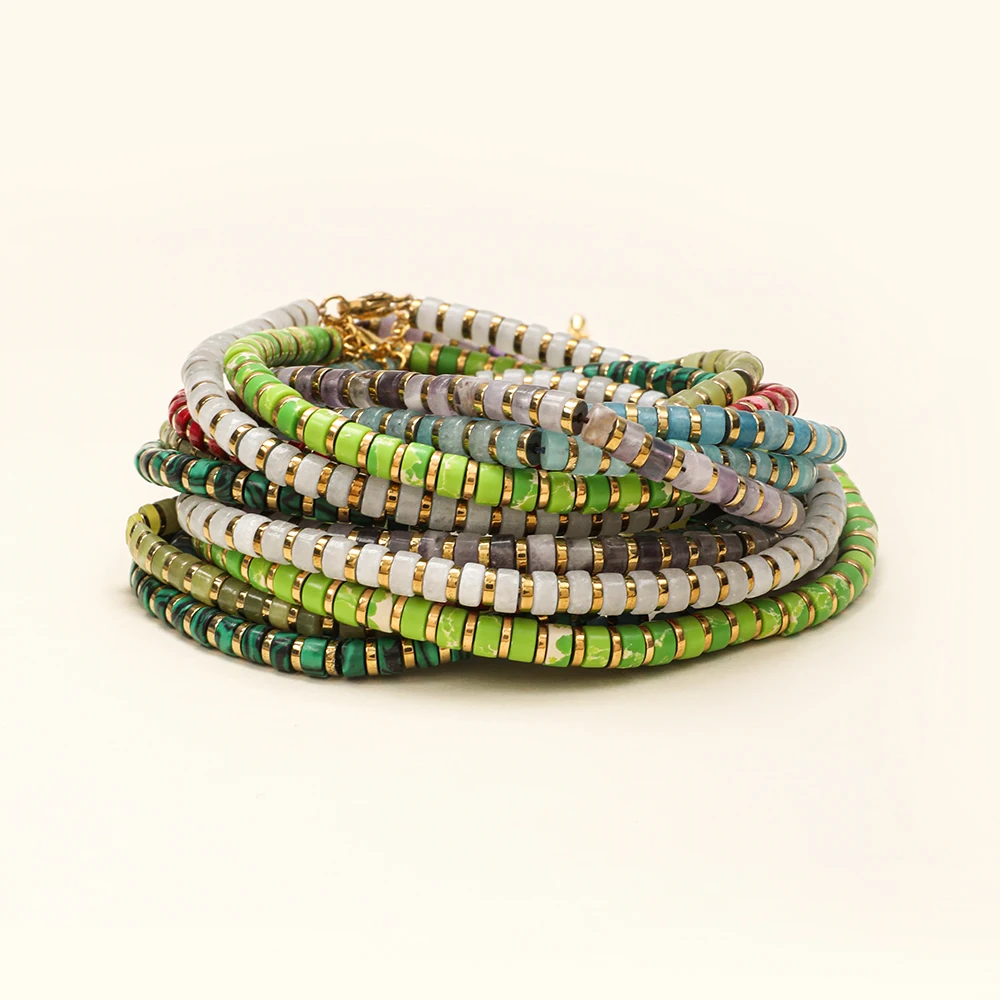 Женская цепочка-чокер из натурального камня с кристаллами