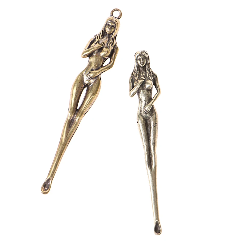 

Creative Brass Beauty Keychain Pendants Pure Copper Handmade Goddess Ear Pick
