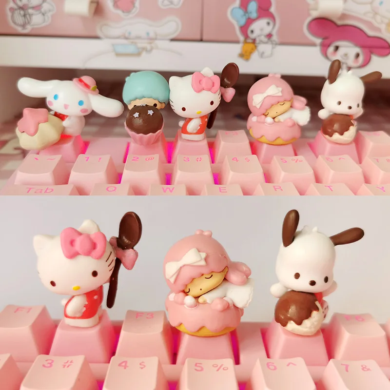 

Kawaii Sanrios Anime Cartoon Kuromi Personalized Keycap My Melody Cinnamoroll Kt Cat Purin Dog Round Transparent Cute Keycap Diy