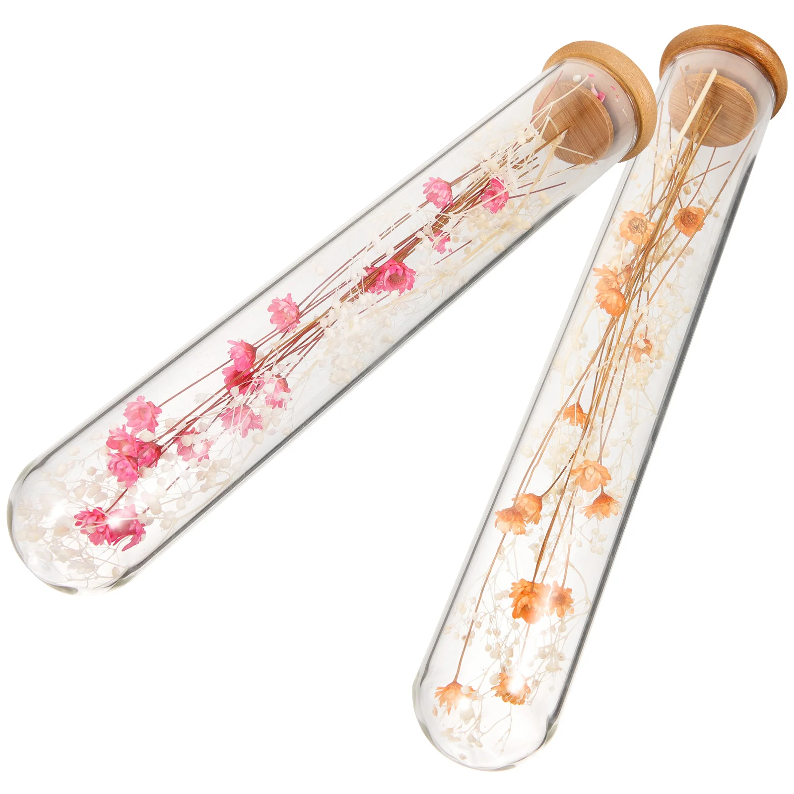 

2pcs Dry Flowers in a Glass Bottle Preserved Flowers Desktop Ornament Desk Table Decor