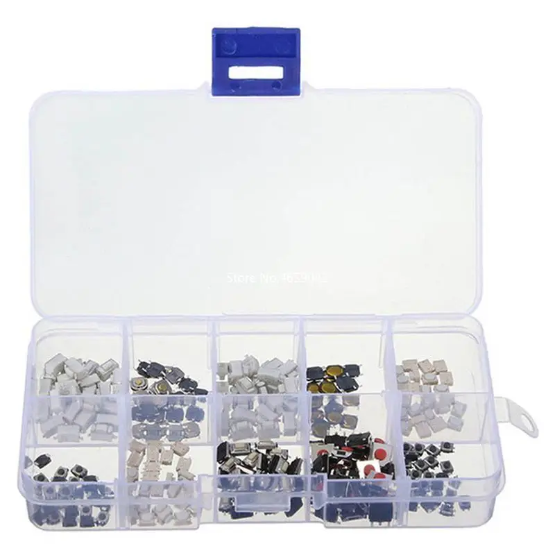 

250PCS 10 Types Tactile Push Button Touch Switch Remote Keys Button Micro switch Assortment Kit