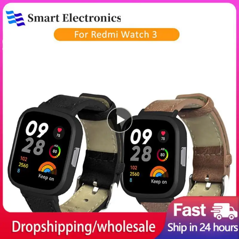 

Two-in-one Watch Band Replacement Wristband Full Cover Design Metal Watch Case Metal Case Protector Cover Genuine Leather Strap