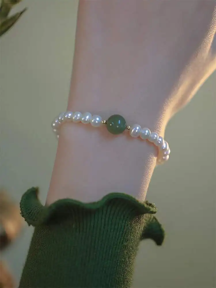 100% натуральный Нефритовый камень и пресноводный жемчуг 14K позолоченный женский