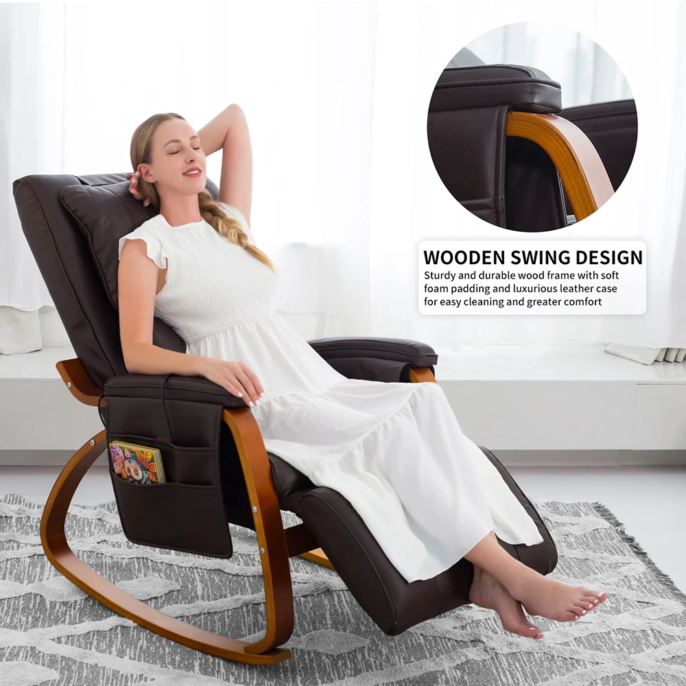 

JXP Rocking Massage Chairs with Heat and Vibration Electric Massager Professional Leather Full Body Dining Room Relax Chair Sofa