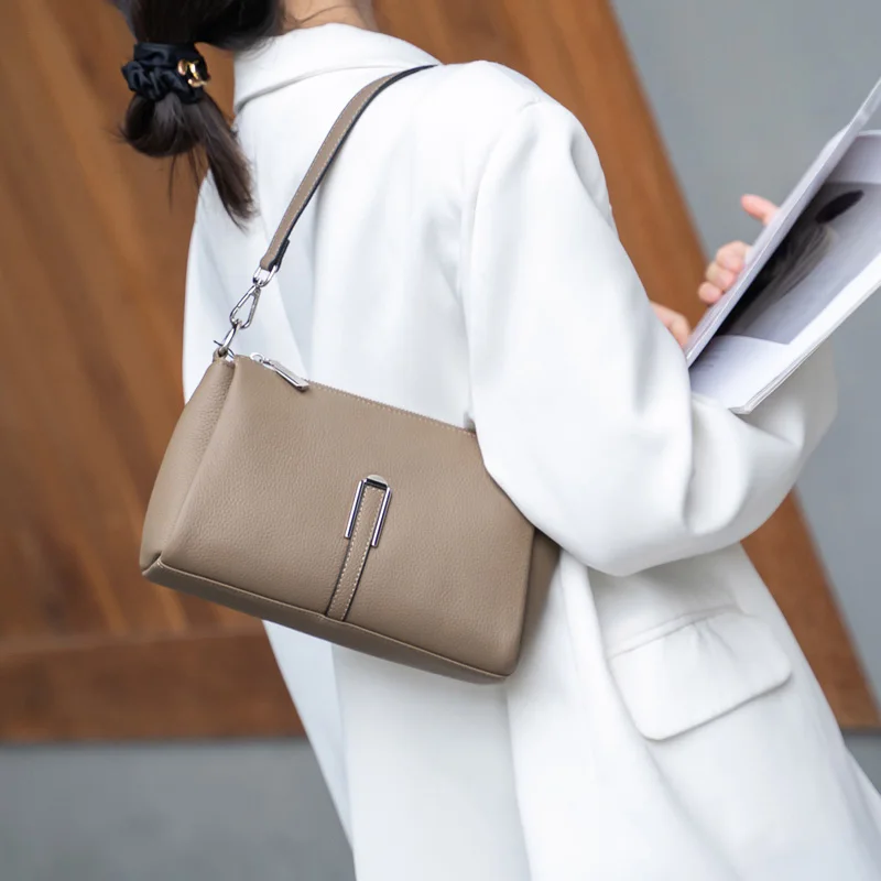 С двумя ремнями с 3 отделениями женская сумка через плечо из натуральной кожи