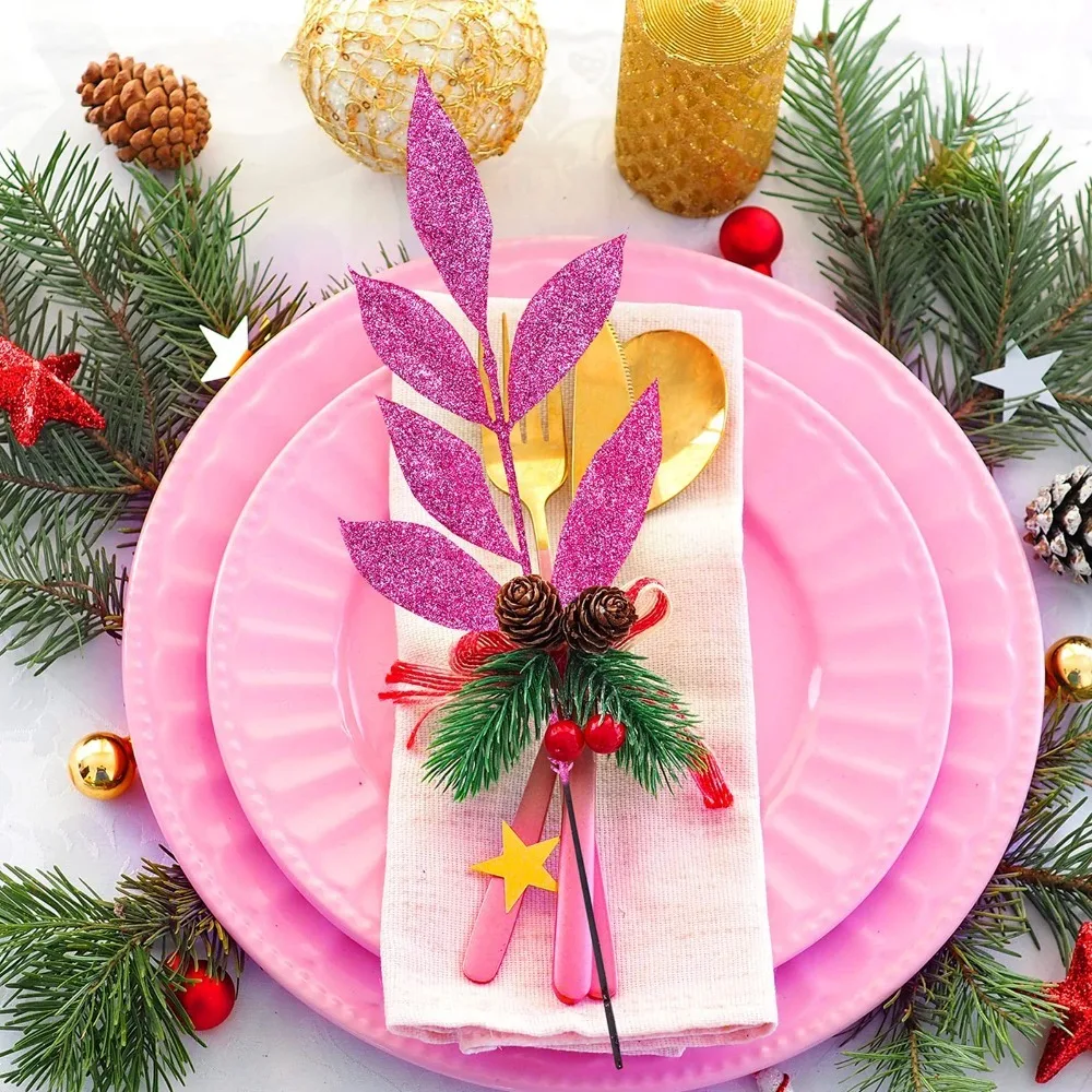 10 шт. искусственные листья с блестками