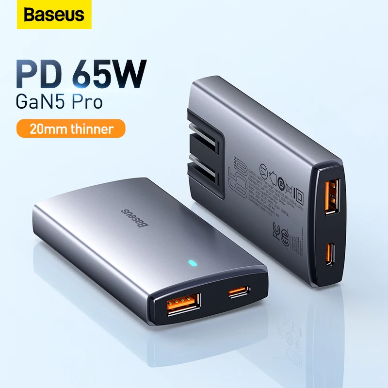 Зарядное устройство Baseus 65W GaN5 Quick Charge 4,0 3,0 Type C PD USB портативное зарядное устройство для путешествий Быстрая зарядка для ноутбука iPhone 14 13 - купить по выгодной цене - Апрельский топ товаров с Али