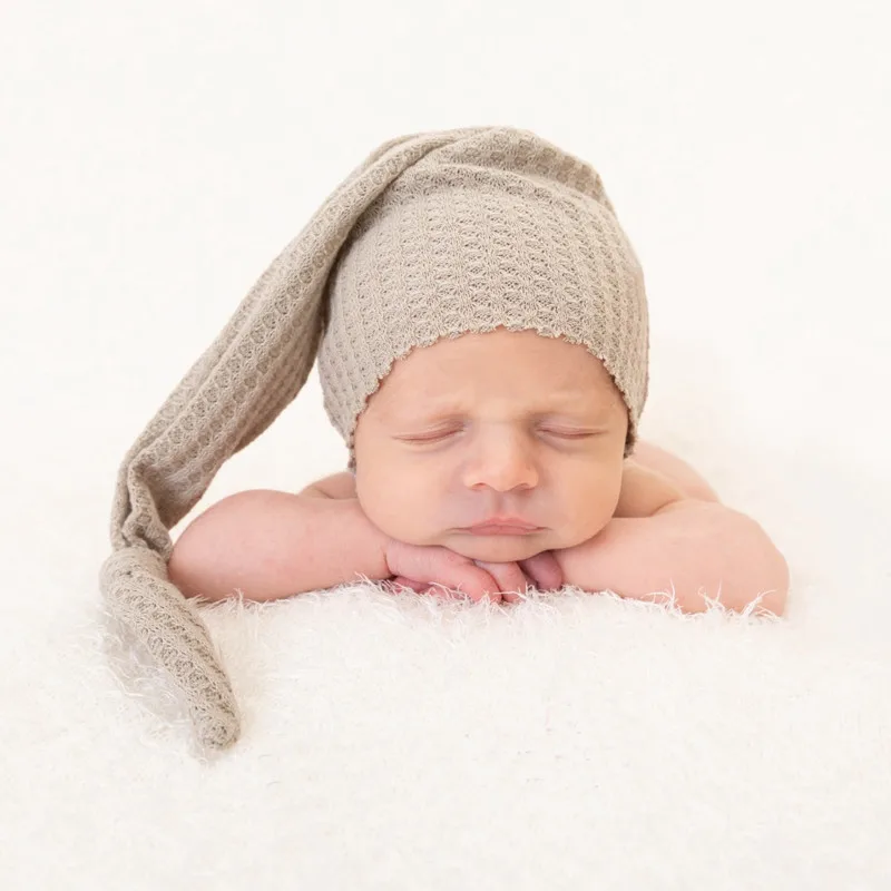 

6 Colors Baby Photography Props Newborn Photography Baby Knitted Pullover Hat Knotted Solid Color Baby Photo Cap