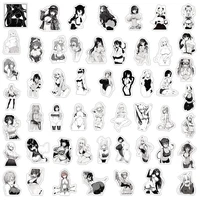 Наборы стикеров с черно-белыми японскими девушками #5
