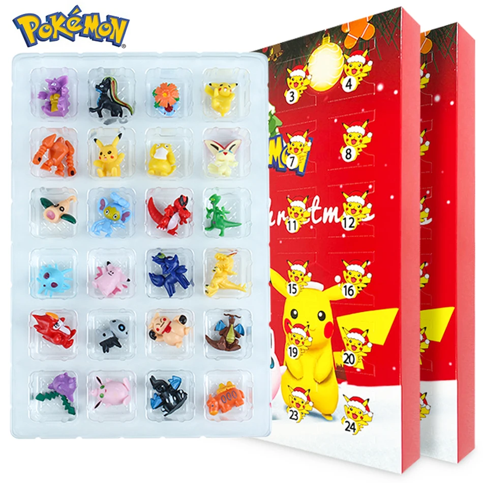 

24 шт. в наборе, фигурка покемона, Рождественский календарь, фотография, подарки, кавайный Пикачу, аниме, фигурка, фотография из ПВХ