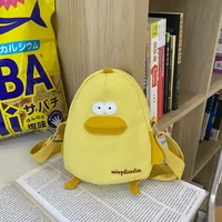 new korean trendy kawaii duck crossbody bag for girls canvas small cartoon messenger bags funny creative phone wallet bags