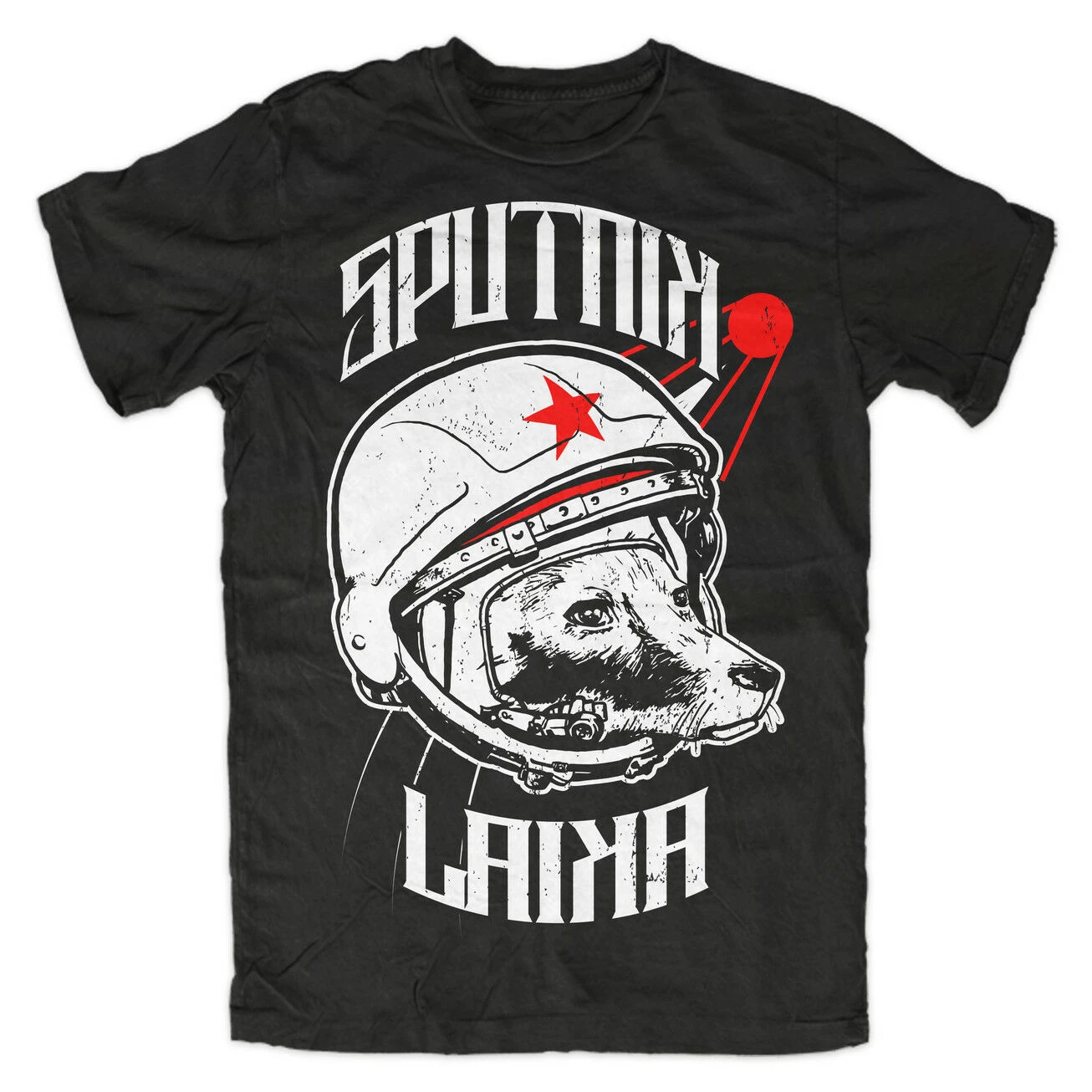 CCCP Space Sputnik 2 Laika UDSSR Retro DDR Roskosmos T-Shirt 100% Cotton O-Neck Summer Short Sleeve Casual Mens T-shirt